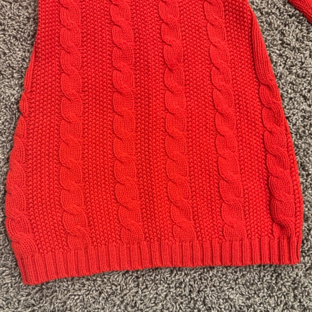 Girls Carter’s Red Cable Knit Dress with Ruffle Sleeves, size 5 - Picture 5 of 6